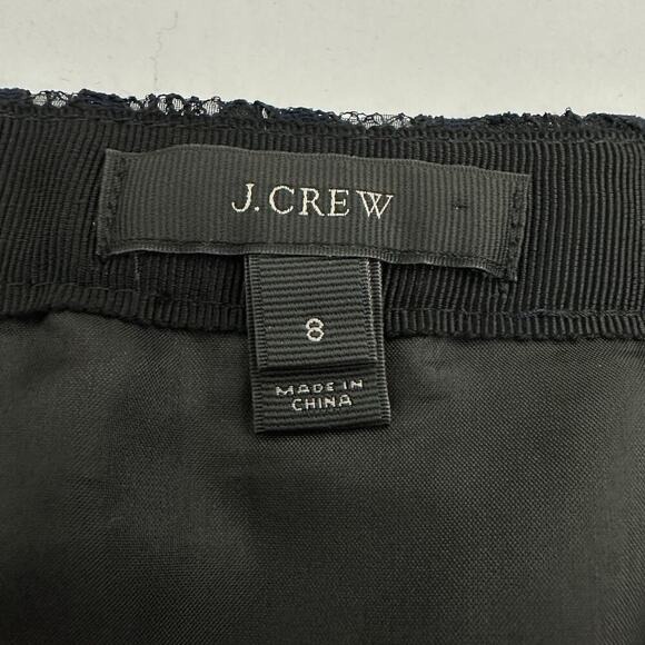 J‎ Crew Women Skirt 8 Blue Lace Black Lined A Line Mini Classic Dark Feminine - Picture 9 of 11